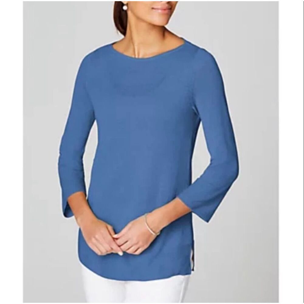 J. Jill linen blend Sweater Women's Blue Opal Thin Long Sleeve size M NWT